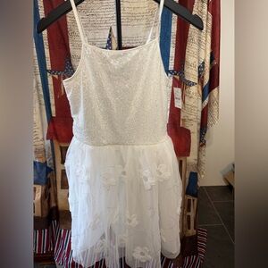 Girls White Sequin & Tulle Flower Dress by Zenzi